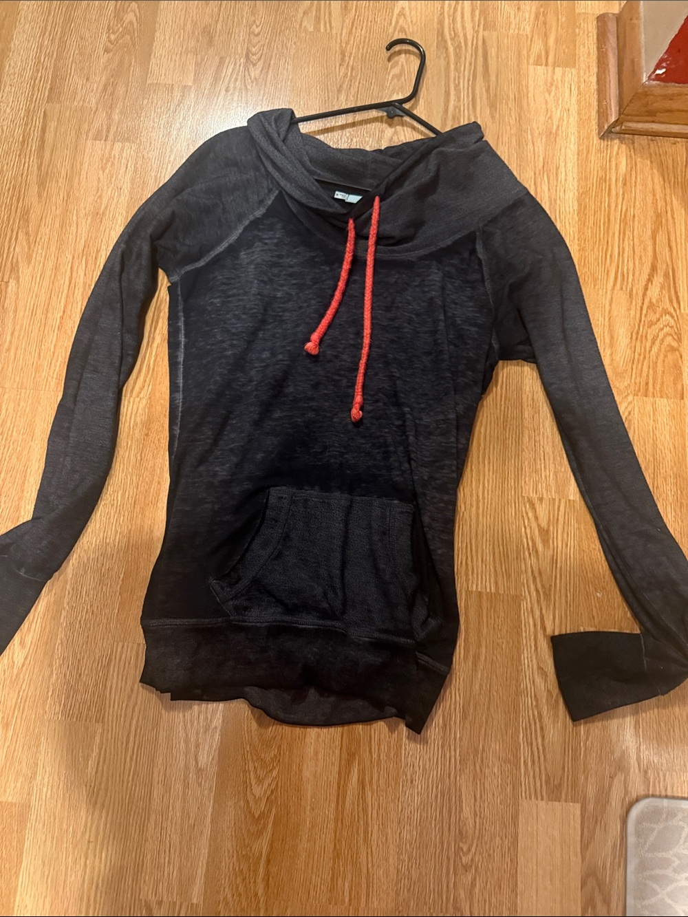 Maurices Black Hoodie with Red Drawcords